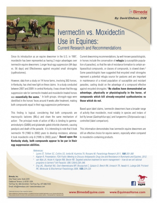 Ivermectin vs. Moxidectin Uses in Equines